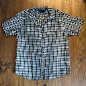 Daniel Cremieux Collection Black & White Plaid Button Down Casual Shirt, Size L